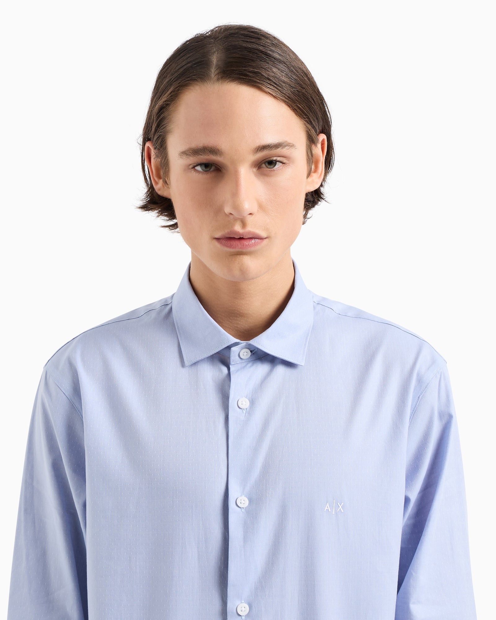 Camicia Micro Fantasia Celeste