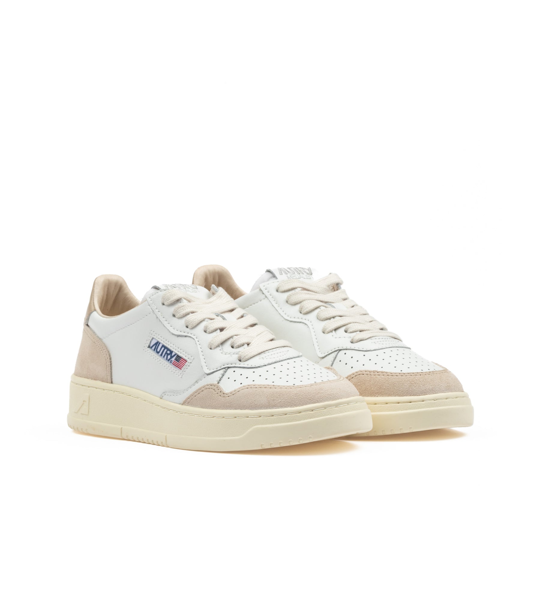 Autry Medalist Low Pelle E Suede Donna Bianca Beige