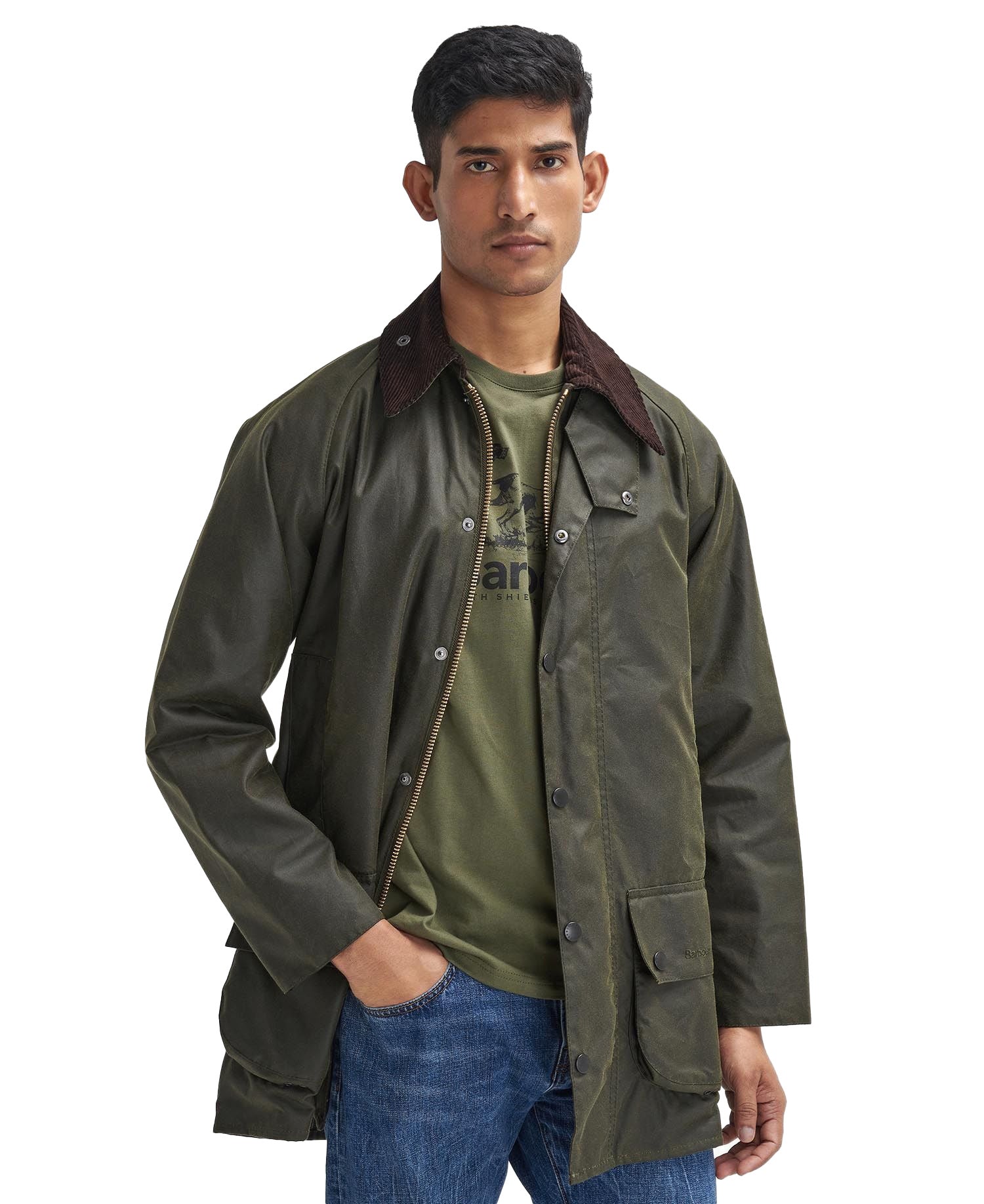 Giacca Barbour Beaufort Wax Jacket Wax Cot Verde Oliva Uomo