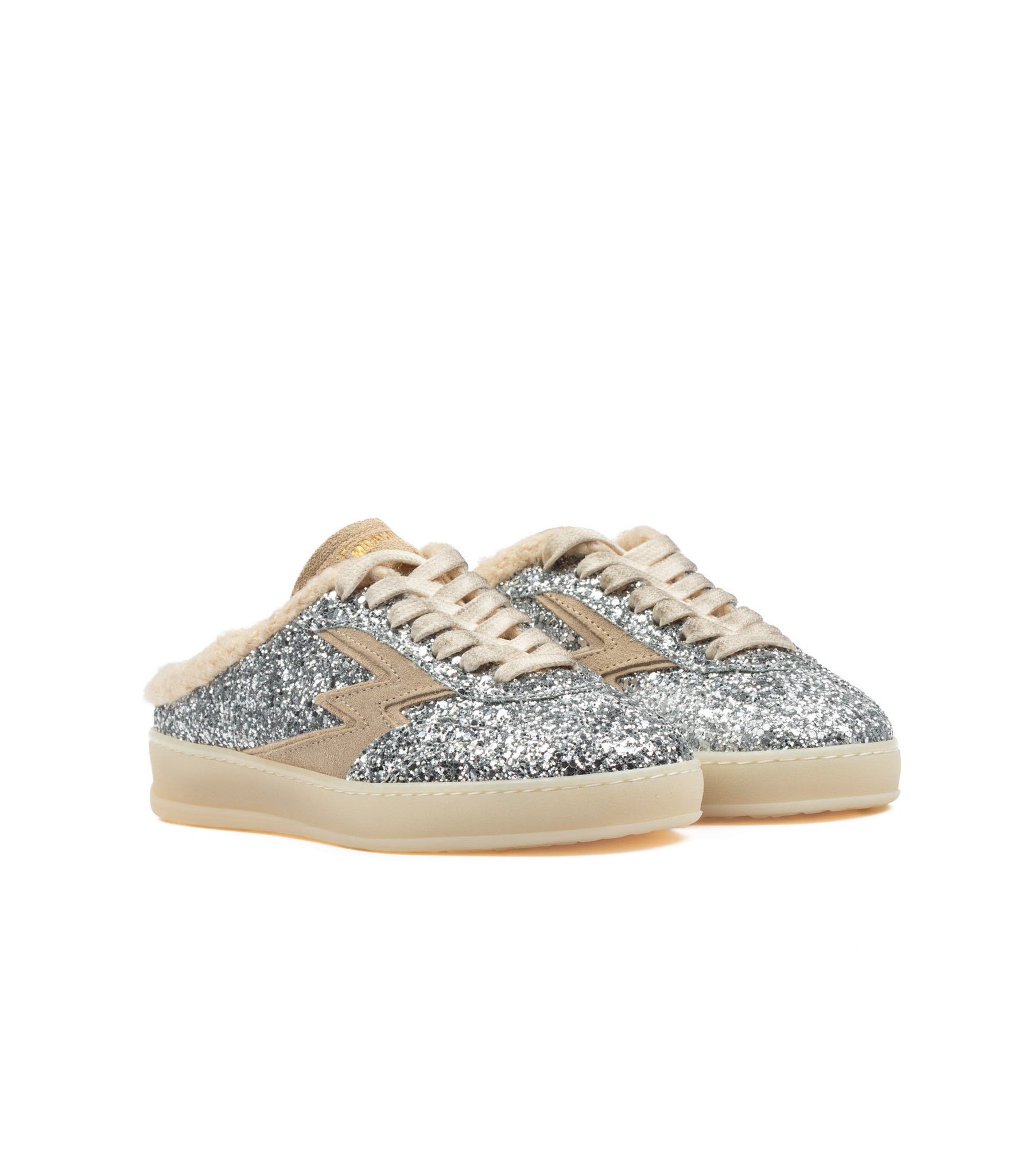 Moaconcept Ciabatta Mule Glitter Silver Donna