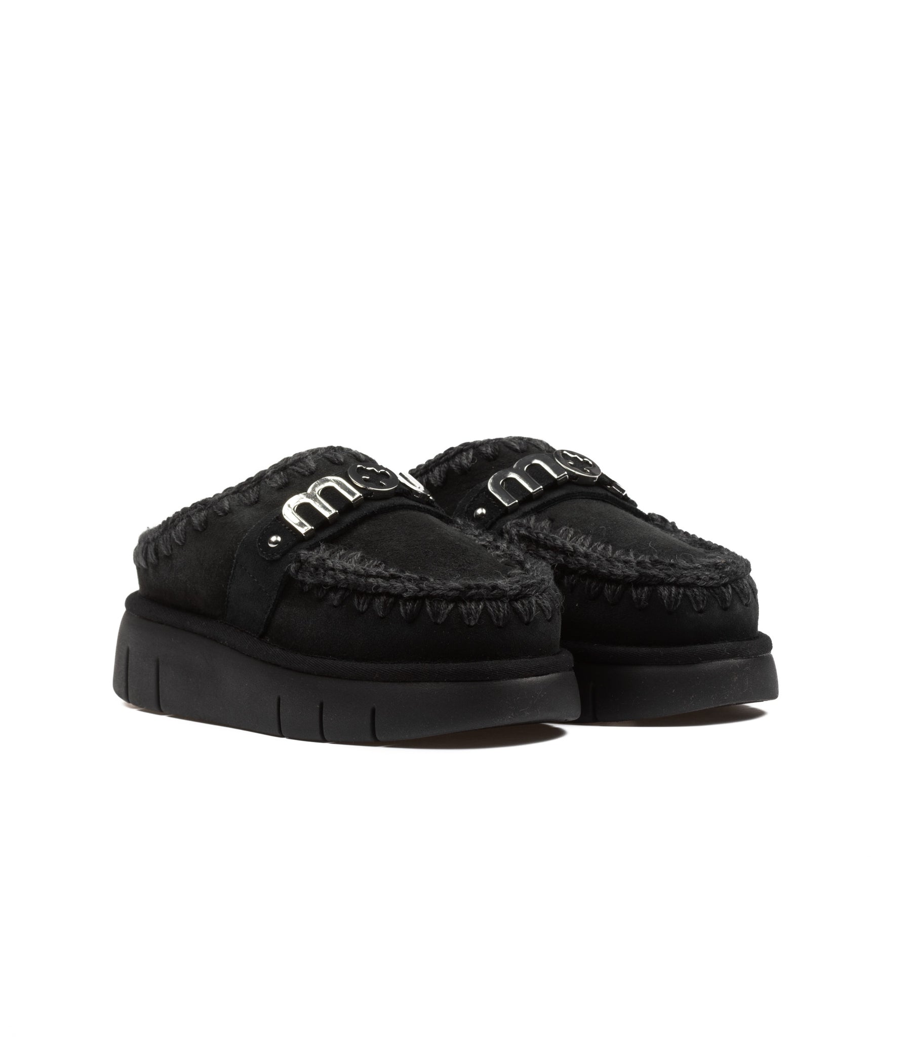 Mou Bounce Clog Metal Logo Nero Donna