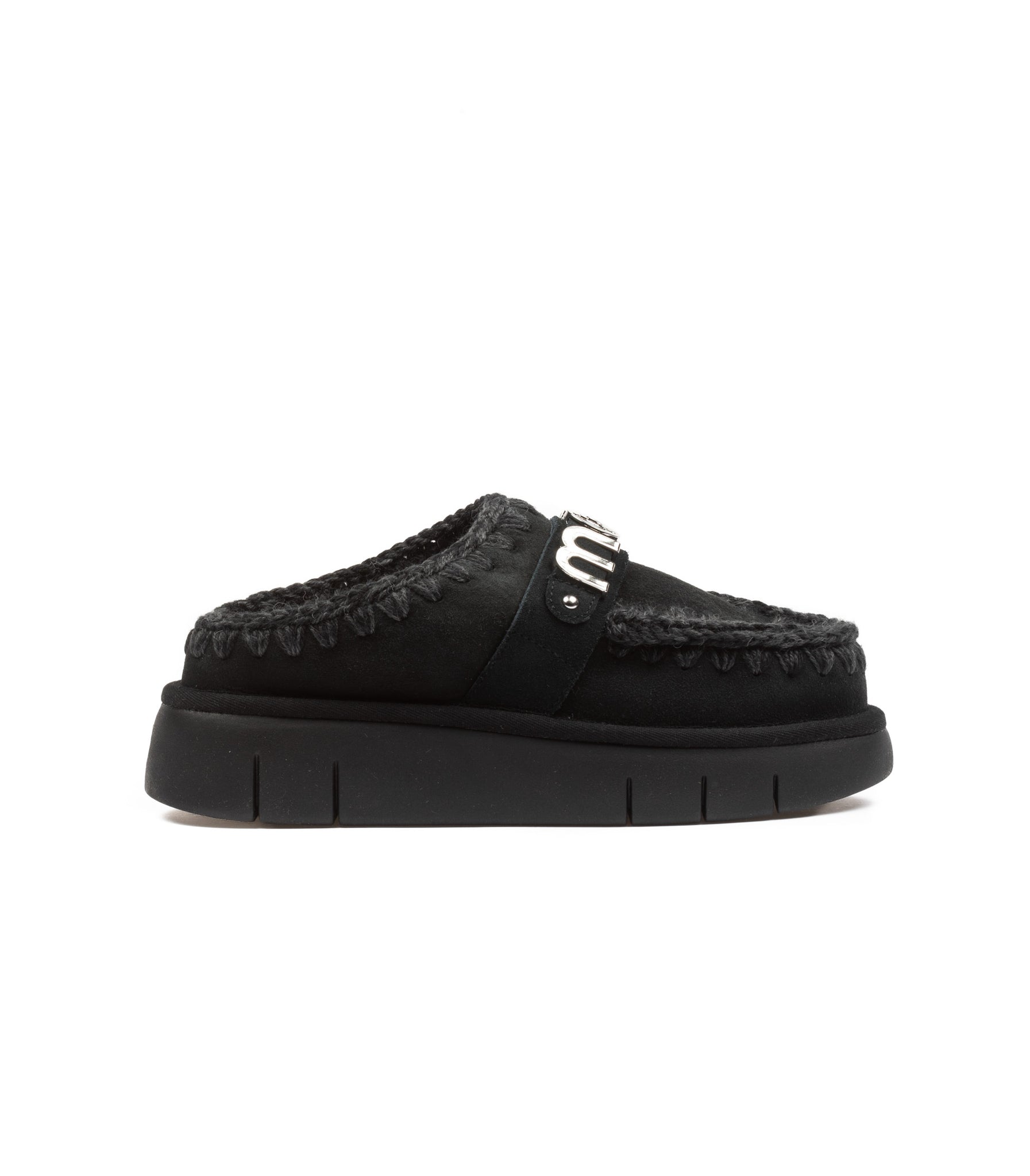 Mou Bounce Clog Metal Logo Nero Donna