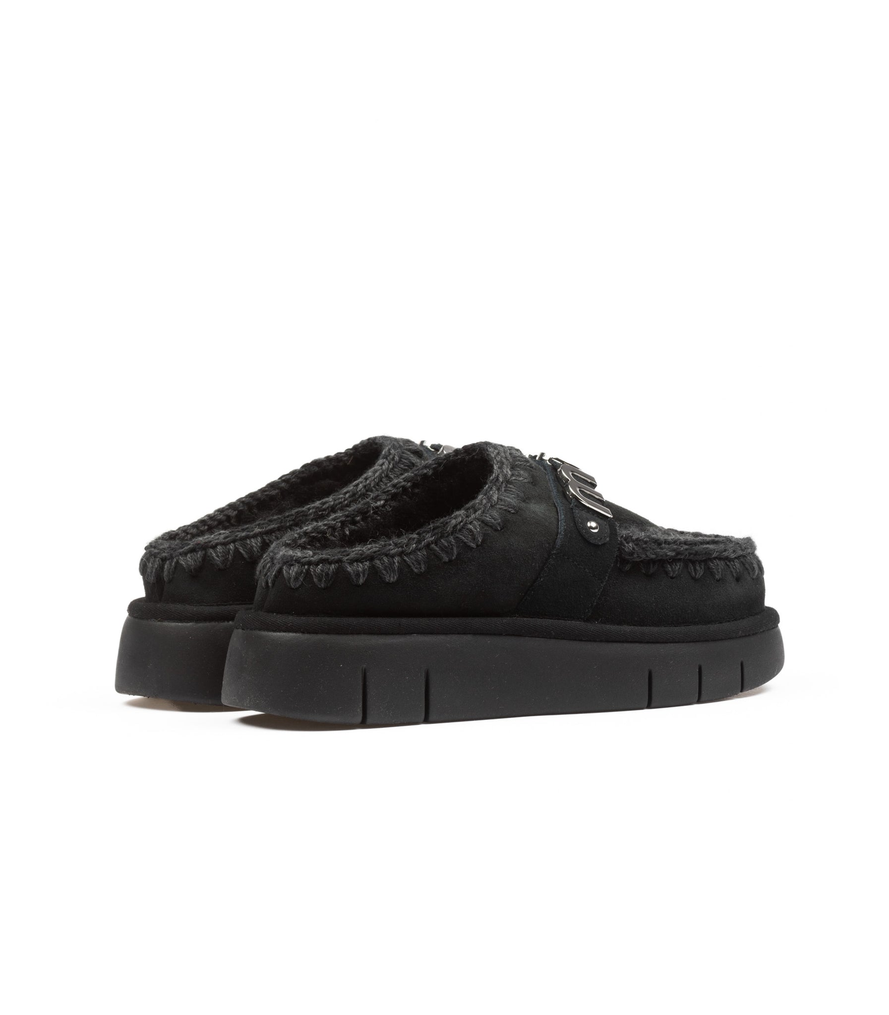 Mou Bounce Clog Metal Logo Nero Donna