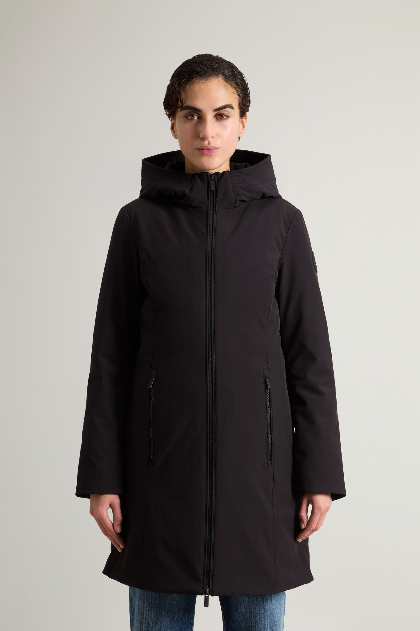 Woolrich Firth Parka In Tech Softshell Nero