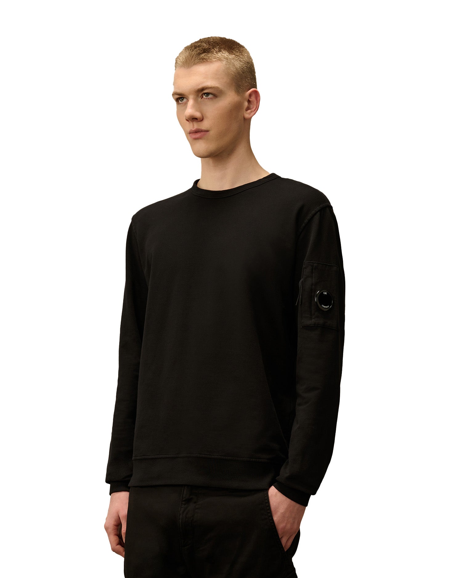 C.P. Company Light Fleece Sweatshirts-Crew Neck Nero Uomo