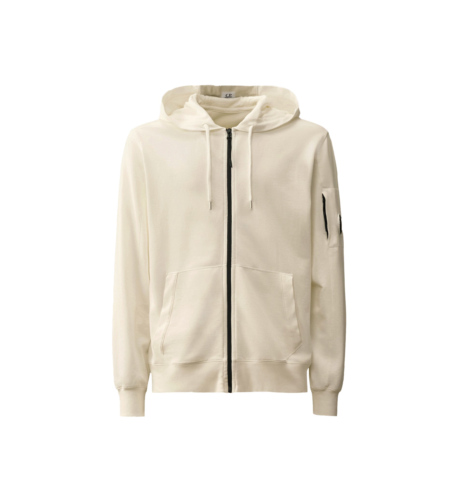 C.P. Company  Light Fleece Full Zip Sweatshirts Hooded Open Bianco Uomo