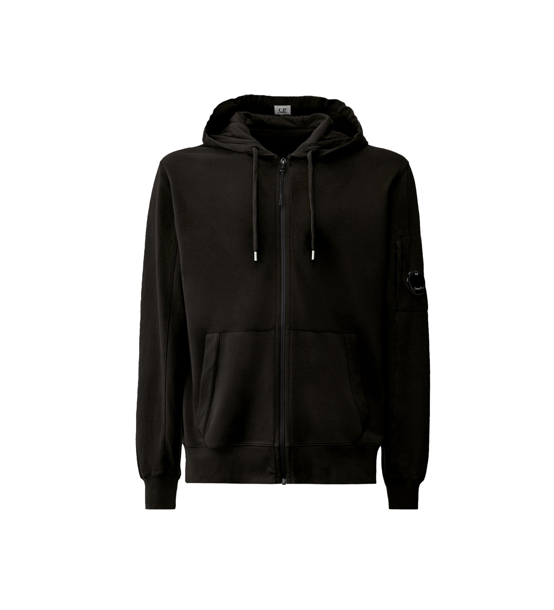 C.P. Company  Light Fleece Full Zip Sweatshirts Hooded Open Nero Uomo