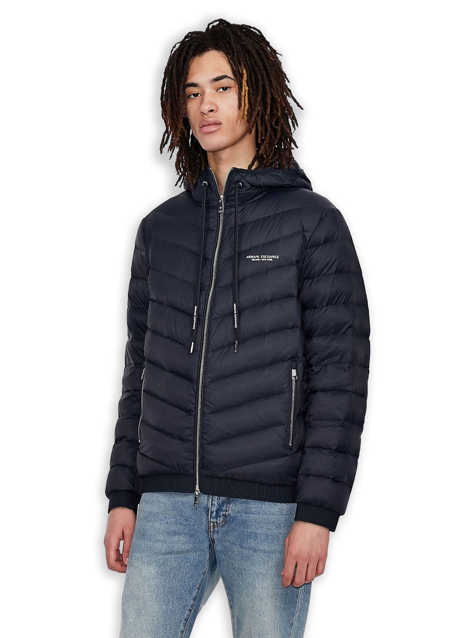 Piumino Armani Man Woven Down Jacket Blu Uomo