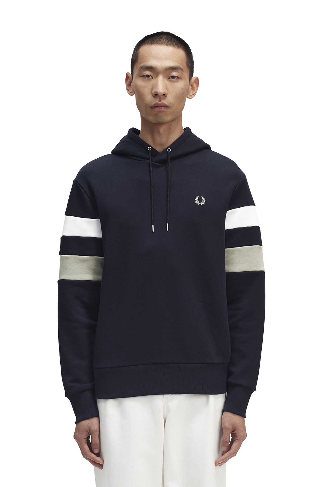 Felpa Cappuccio Fred Perry Righe Blu Uomo