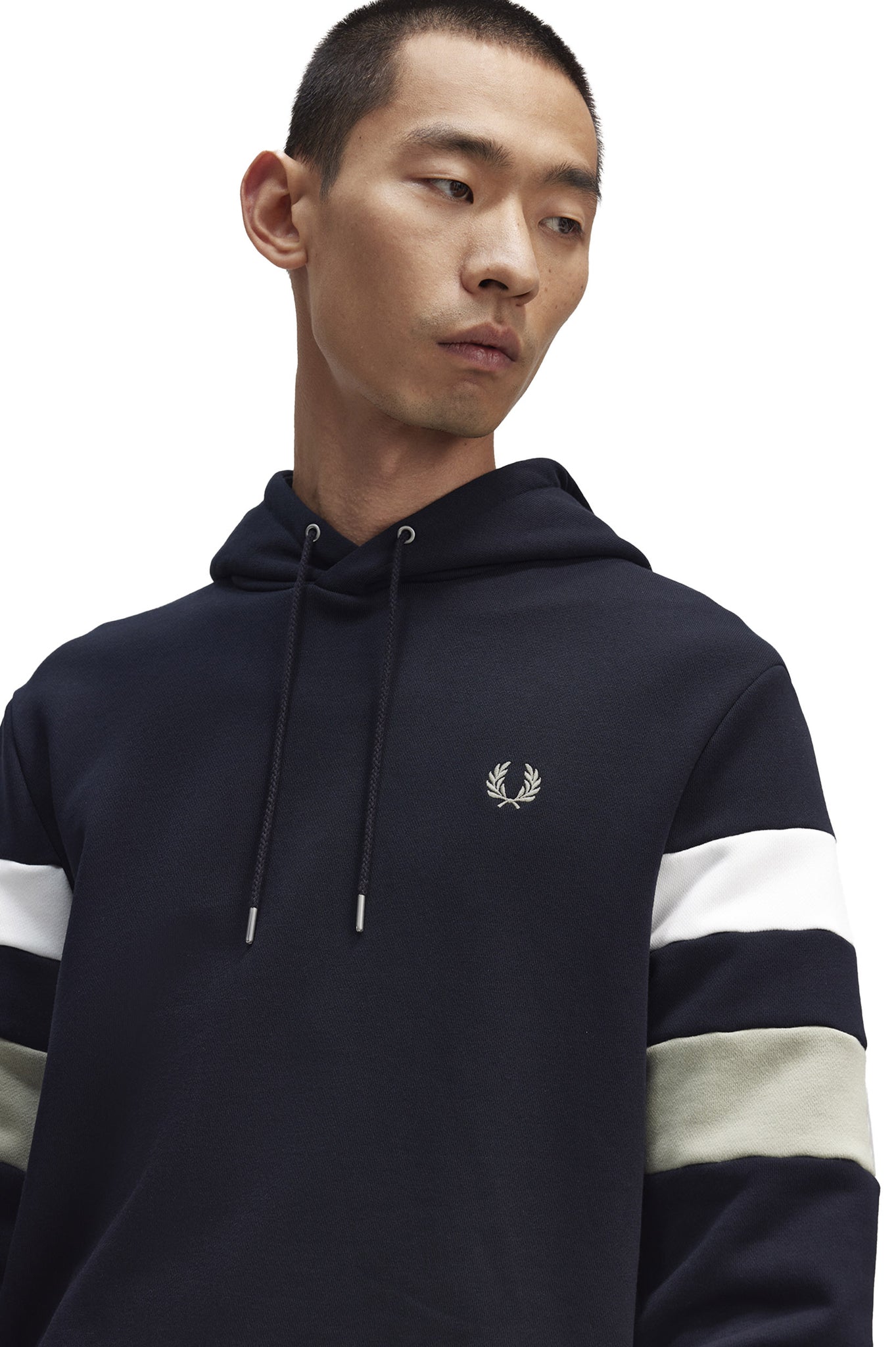 Felpa Cappuccio Fred Perry Righe Blu Uomo